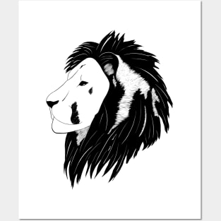 Black and white lion Posters and Art